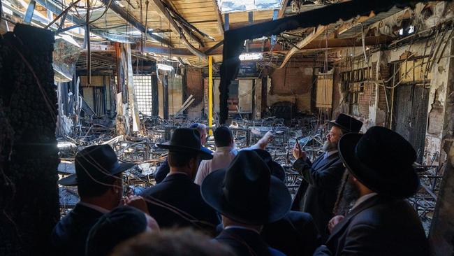 Prime Minister Anthony Albanese visits Adass Israel Synagogue in Ripponlea which was destroyed when firebombed last week. Picture: Instagram