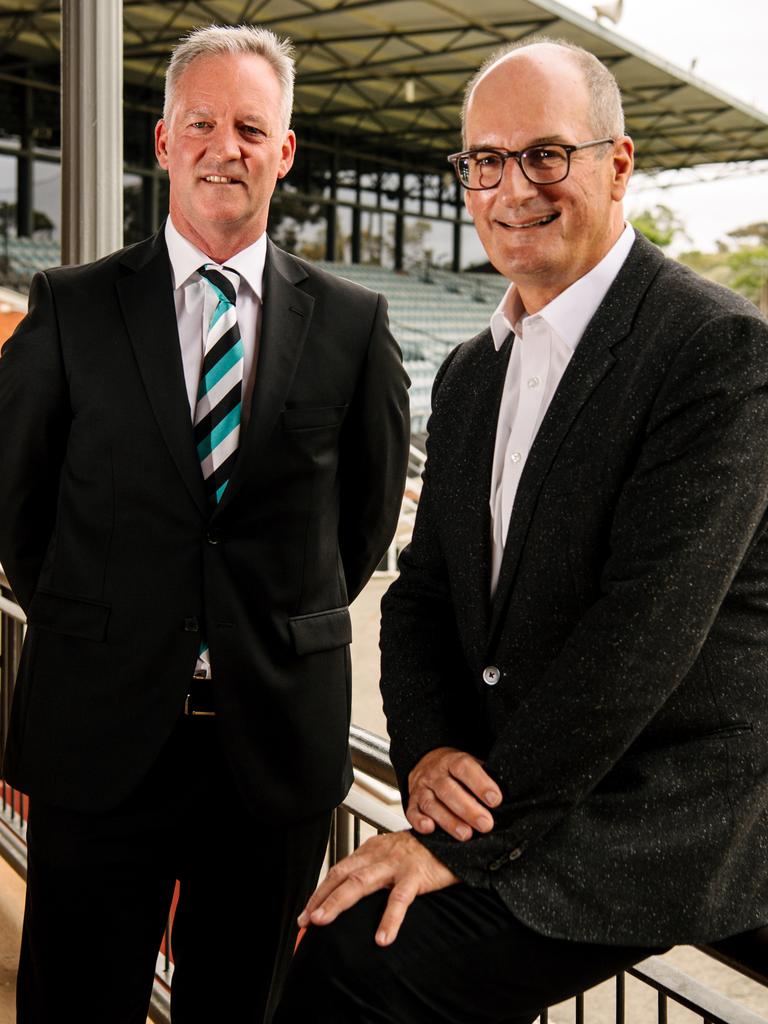 Port Adelaide CEO Matthew Richardson, left, with chairman David Koch.