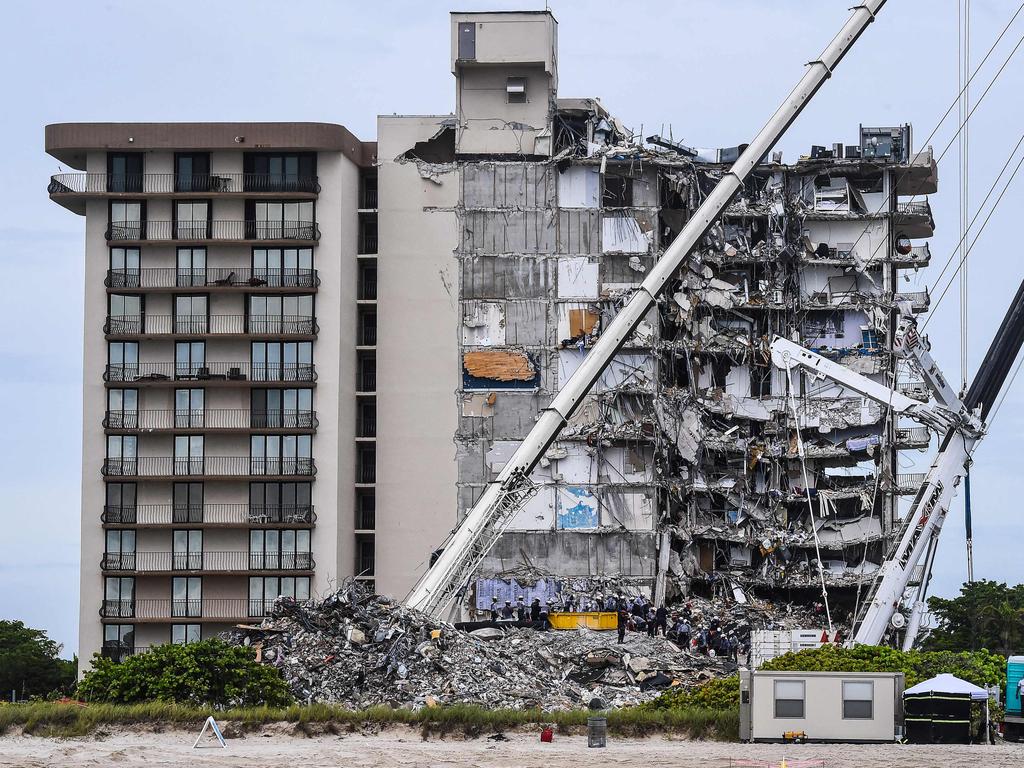 The 12-storey Champlain Towers South condo building in Surfside, Florida partially collapsed on June 29. Photo: Chandan Khanna/ AFP