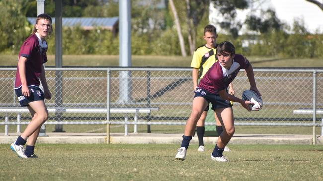 Jaidyn Lauga for Mackay State High School in the round five clash with Emmaus College in the Cowboys Challenge, July 28, 2021. Picture: Matthew Forrest