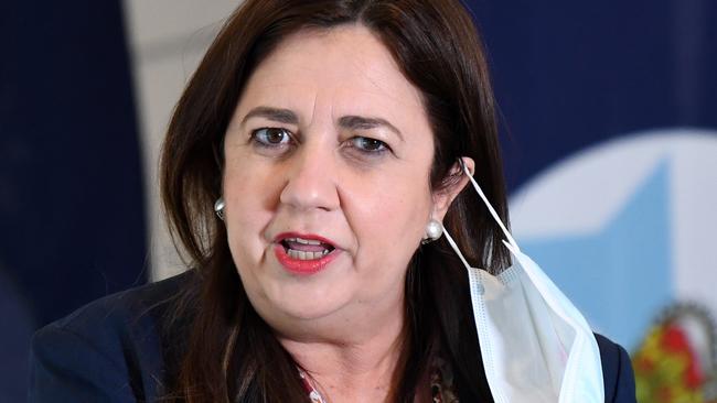 Queensland Premier Annastacia Palaszczuk says she was not told by Prime Minister Scott Morrison about a planned earlier easing of international border restrictions. Picture: NCA NewsWire / Dan Peled