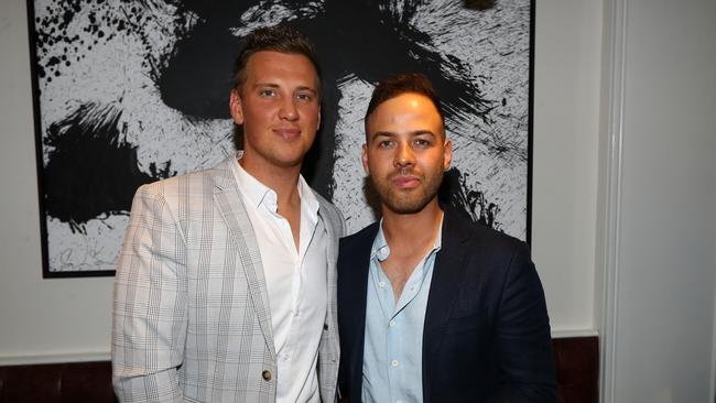 Liam Cooper and Samuel Levi at the opening of The European Hotel in St Kilda on Wednesday. Picture: Supplied