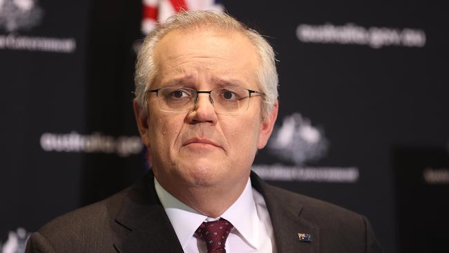 Australian Prime Minister Scott Morrison during a press conference at Parliament House in Canberra. Picture: NCA NewsWire / Gary Ramage.