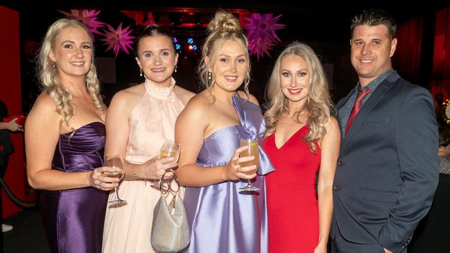 Jacqui Wells, Kyra Wilton, Angie Lowe, Jessica Beesley and Kierin Beesely at Mackay Mayor's Charity Ball Saturday 10 May 2025 Picture: Michaela Harlow