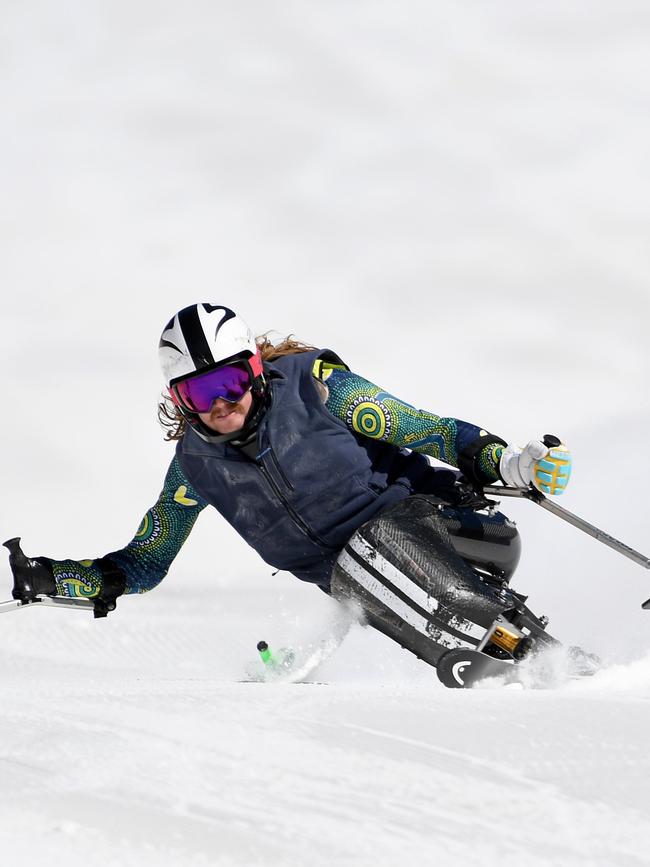 Josh Hanlon training on the slopes in Beijing.