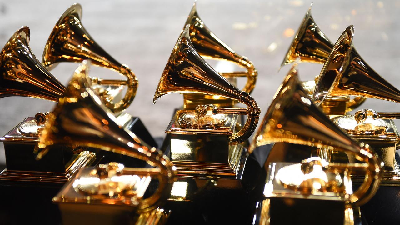 Grammy trophies sit in the press room during the 60th Annual Grammy Awards in New York. Picture: Don Emmert/AFP