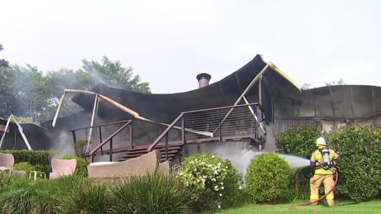 Fire crews were called to Spa Anise, at the Spicers Tamarind Retreat in Obi Lane, Maleny about 6.20am on Sunday. Picture: Seven News