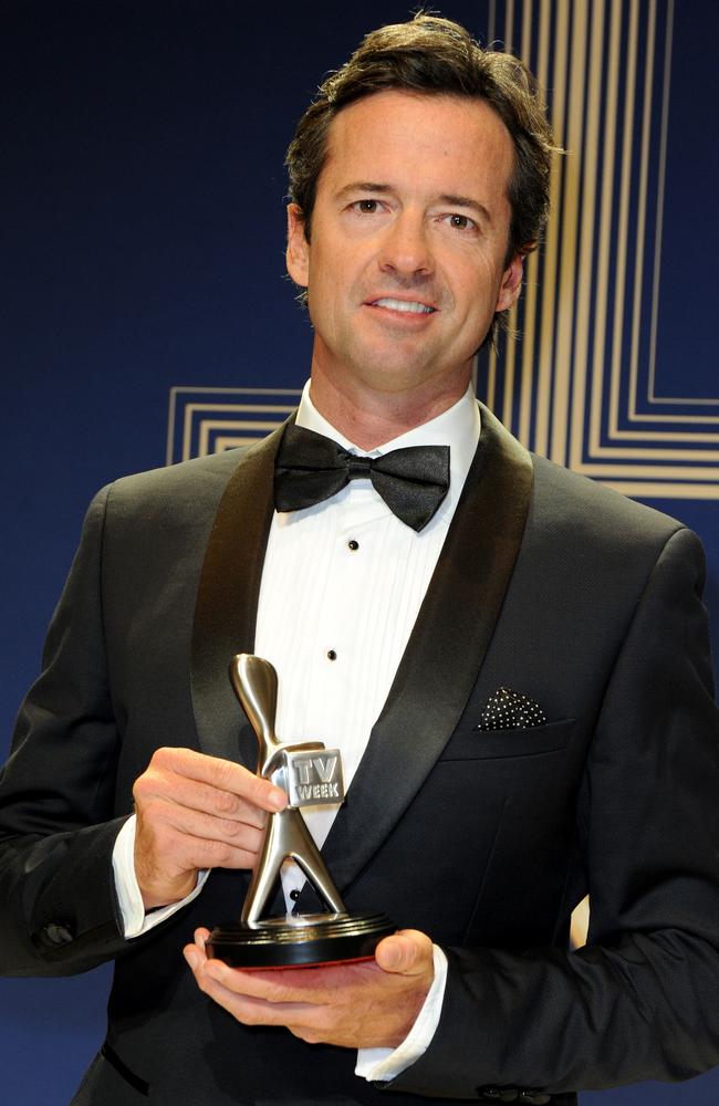 Hamish McLachlan of the Rio 2016 Olympics coverage (Channel Seven), with the Silver Logie for Most Outstanding Sports Coverage, at the 2017 Logie Awards at the Crown Casino in Melbourne, Sunday, April 23, 2017. Picture: AAP Image/Joe Castro