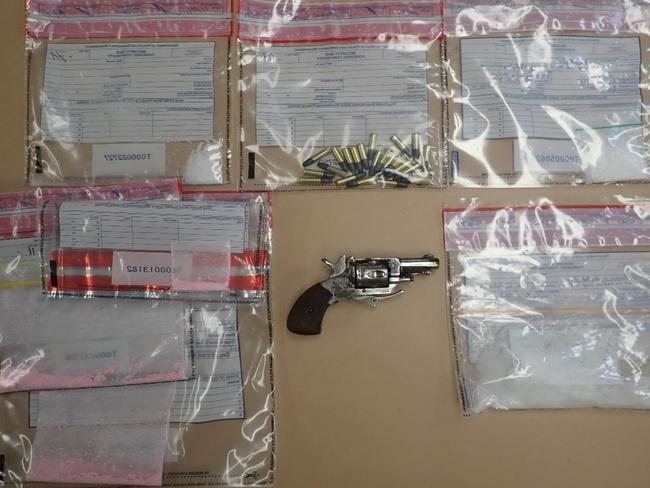 Firearm, drugs, ammunition seized at Claremont. Picture: Tasmania Police