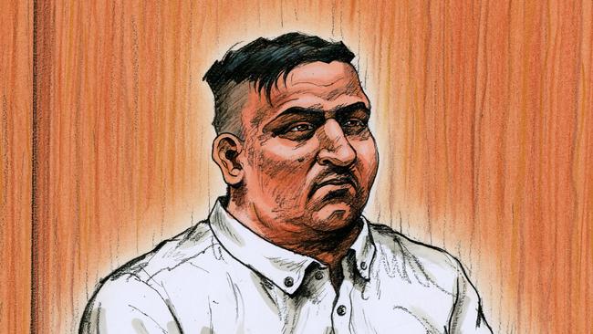 A court artist sketch of James “Dimitrious” Gargasoulas in the Victorian Supreme Court. Picture: AAP/Paul Tyquin