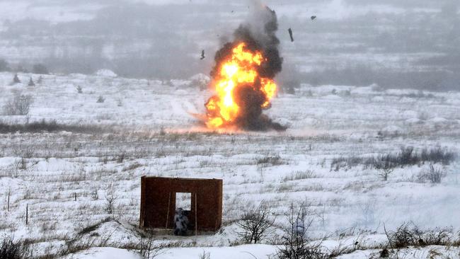 A Ukrainian Military Forces serviceman shots with a Next generation Light Anti-tank Weapon during a drill near the western Ukrainian city of Lviv. Picture: AFP