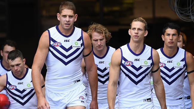 Fremantle stars Aaron Sandilands and Nat Fyfe.