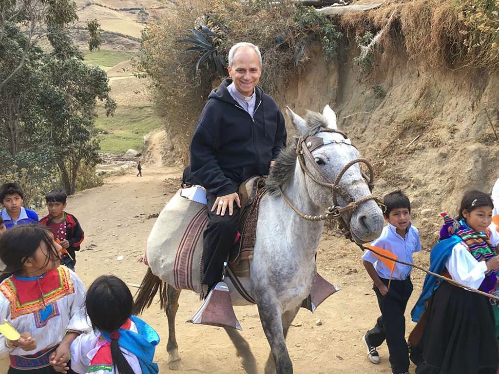 Pope Leo XIV when he was Chiclayo's bishop riding a horse at Incahuasi mountains near Chiclayo. Picture: AFP