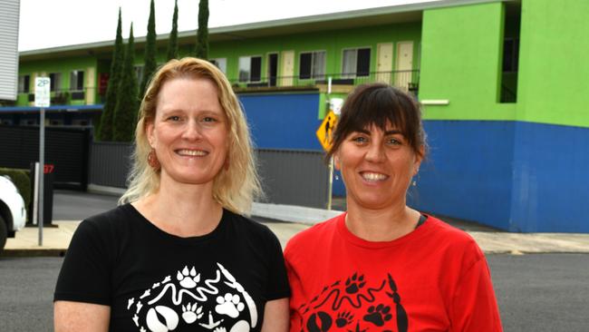 Alison Waters, Animal Justice Party candidate, and Naomi Woodgate, party member, at the ballot draw in Lismore on Thursday.