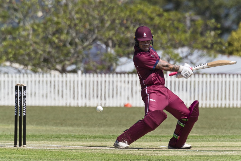 Mitchell English bats for Queensland against Victoria in Australian Country Cricket Championships round two at Rockville Oval, Friday, January 3, 2020. Picture: Kevin Farmer