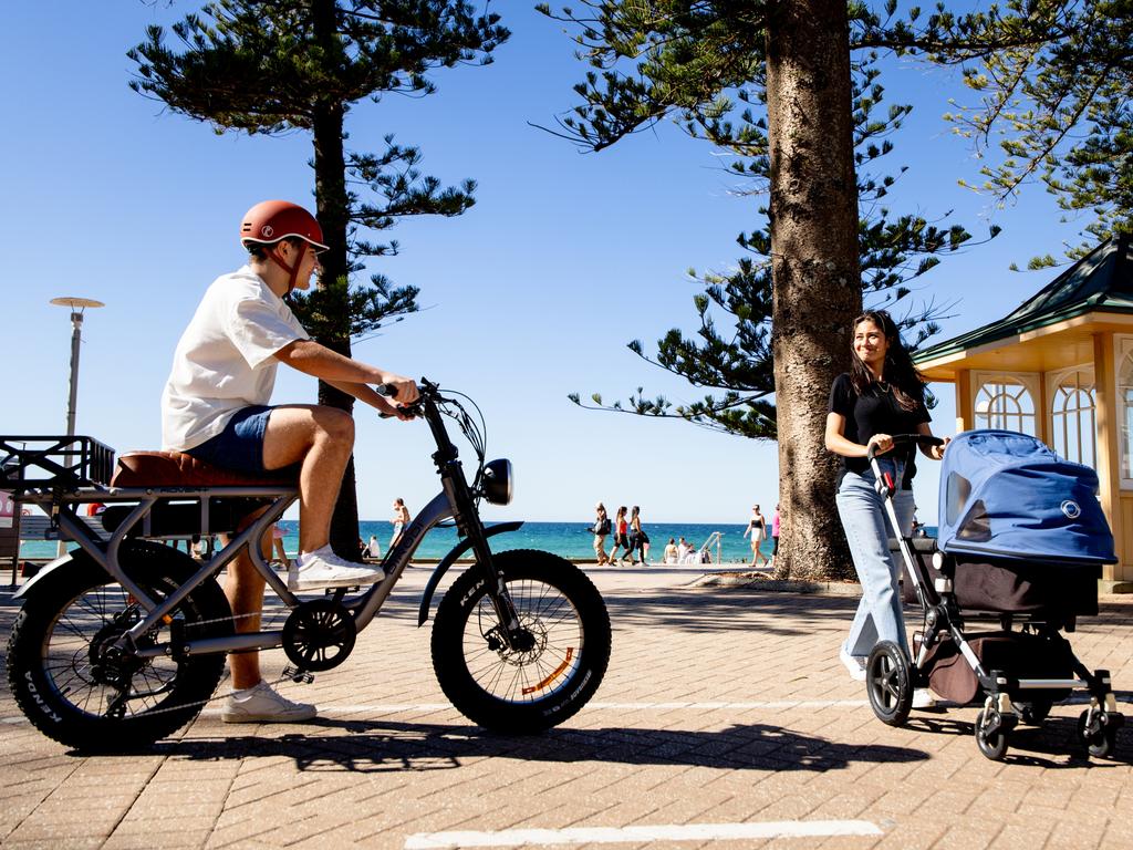 Shared footpaths have become more hazardous since e-bikes have taken off. This image is from the "E-bike – Know The Code" campaign. Picture: Northern Beaches Council