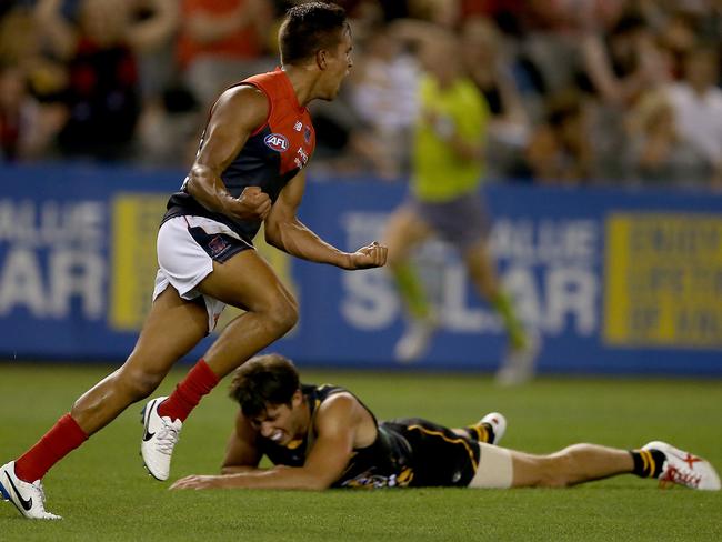 Jay Kennedy-Harris dragged Melbourne to victory in the NAB Challenge with three goals in the final term.