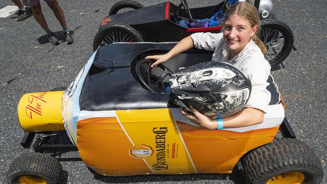 Paige Priebbenow is ready for her race in the Greenmount Billy Kart Challenge, Saturday, November 23, 2024. Picture: Kevin Farmer