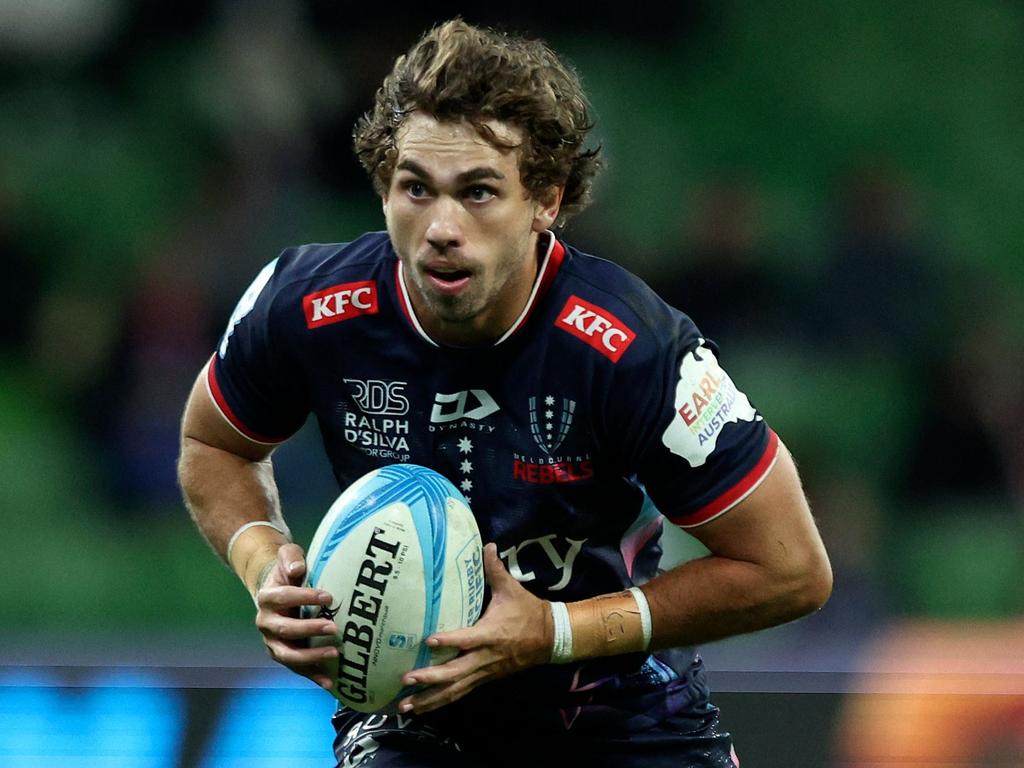 Former Melbourne Rebels winger Lachie Anderson has been elevated to Queensland’s starting team. Picture: Martin Keep/AFP