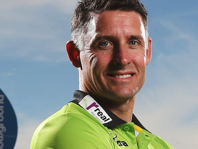 Cricketer Mike Hussey re-signing with Sydney Thunder. Pictured at Spotless Stadium in Sydney Olympic Park.