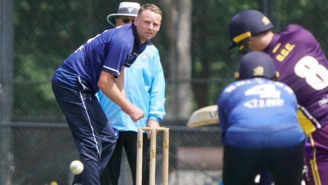 Mt Waverley bowler Jake Rigby. Picture: Valeriu Campan