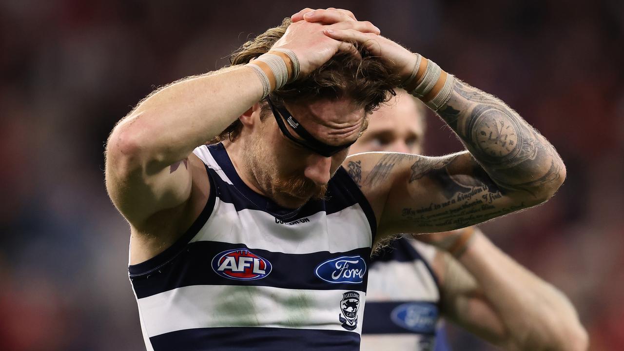 Geelong was demolished by Melbourne in the preliminary final. (Photo by Paul Kane/Getty Images)
