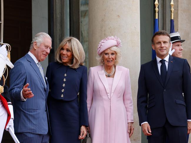 King Charles and Queen Camilla with Emmanuel and Brigitte Macron. Picture: AFP