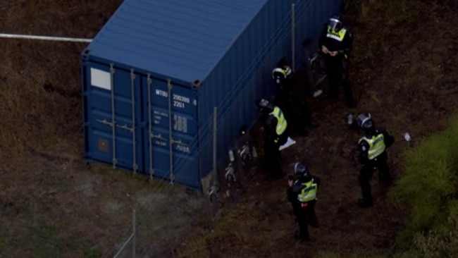 WA Police with riot shields outside of the Banksia Hill Juvenile Detention Centre. Picture: Nine