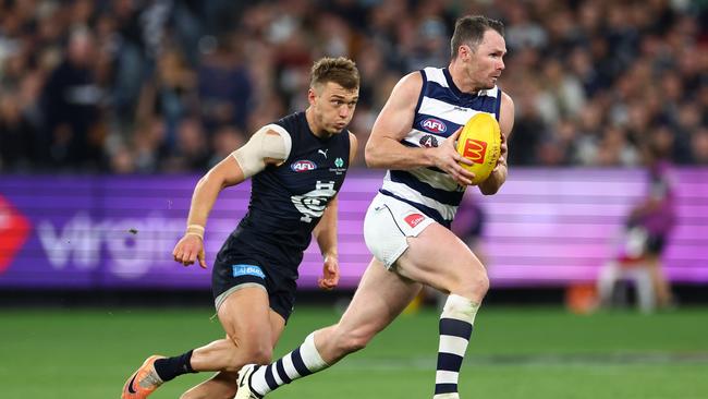 Patrick Dangerfield suffered his hamstring blow against Carlton in round seven. Pucture: Quinn Rooney/Getty Images