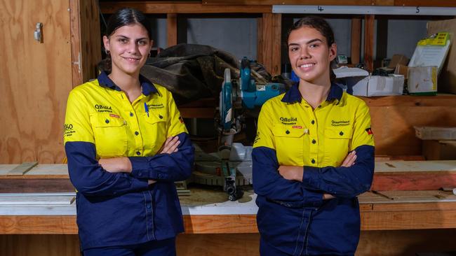 Keira-Lee Knott (left) Samarra Porter (right) are the latest inductees to the Queensland Government’s building and construction program. Picture: Supplied