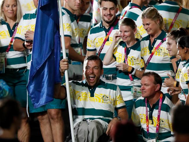 Flag bearer Kurt Fearnley was at the closing ceremony — you just never would have known.