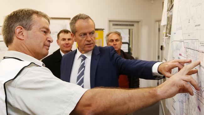 Bill Shorten at the Roseworthy CFS Station, north of Adelaide. Picture: Simon Cross