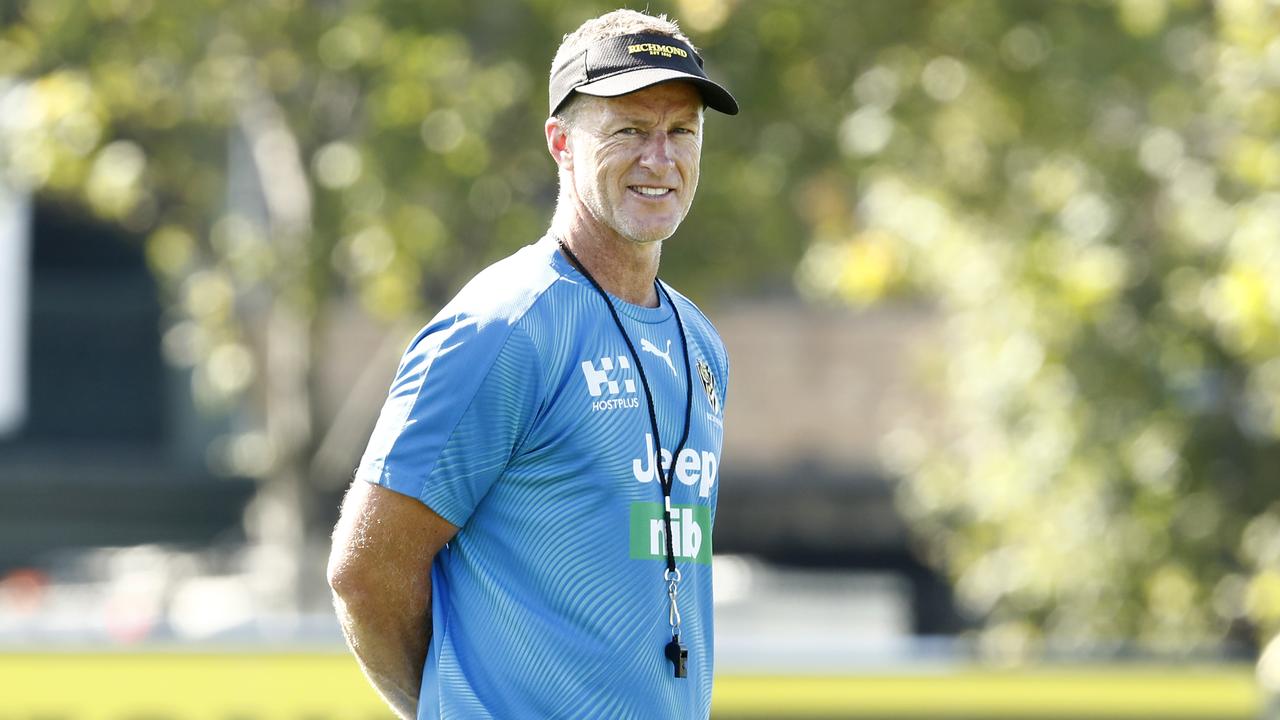 Richmond coach Damien Hardwick returned to training on Monday. (Photo by Darrian Traynor/Getty Images)