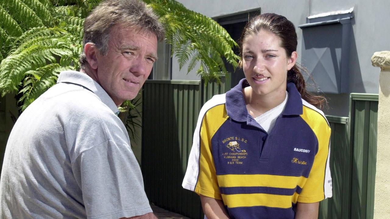 Kristie Webster in 2002 with her dad, Brian. Picture: Michael Perini.