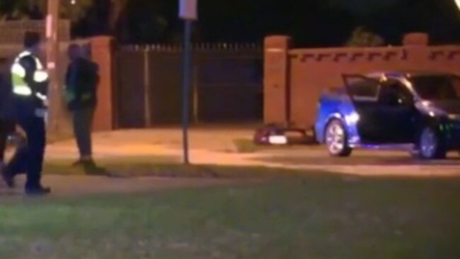 A bumper bar and numberplate was among debris left at the scene.