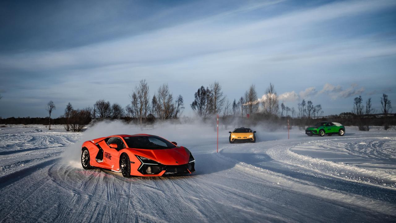 Ice driving in the Lamborghini Revuelto. Picture: Supplied