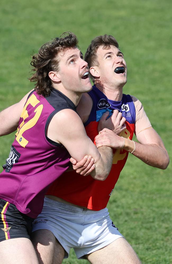 Jack Mckay (right) playing for Fitzroy. Picture: George Salpigtidis