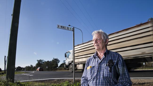 Geoff Adams is concerned about the safety of the New England Highway and Hi Winds Rd intersection. Thursday, 6th Aug, 2020.