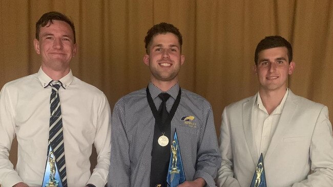 Charlie Riggs (middle) was awarded the Mail Medal in the North Eastern FL. Picture: Supplied, North Eastern Football League