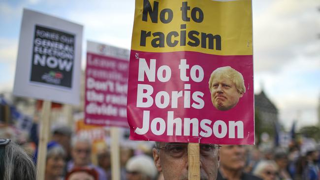 Protesters outside the House of Commons. Picture; AP.