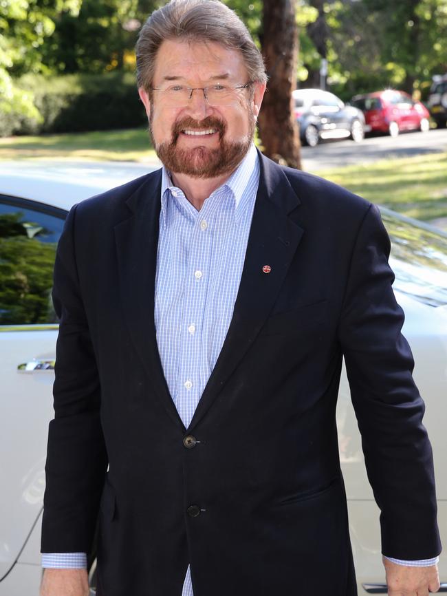 Senator Derryn Hinch arrives for the barbecue after switching his vote on the backpacker tax. Picture: Ray Strange.