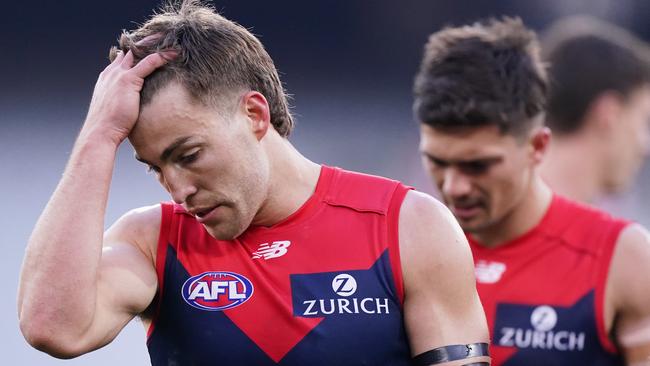 Jack Viney laments another frustratingly close loss for the Demons. Picture: AAP