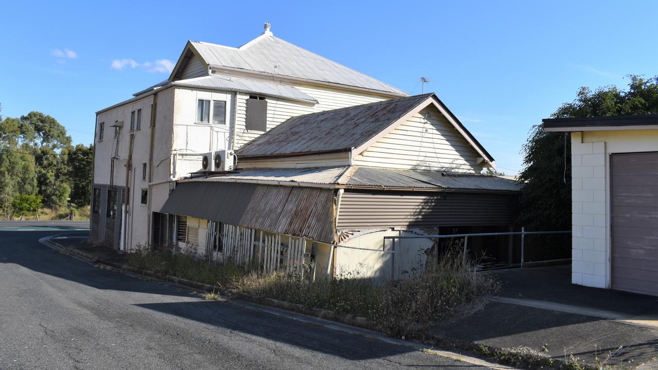 The dilapidated building from the outside.