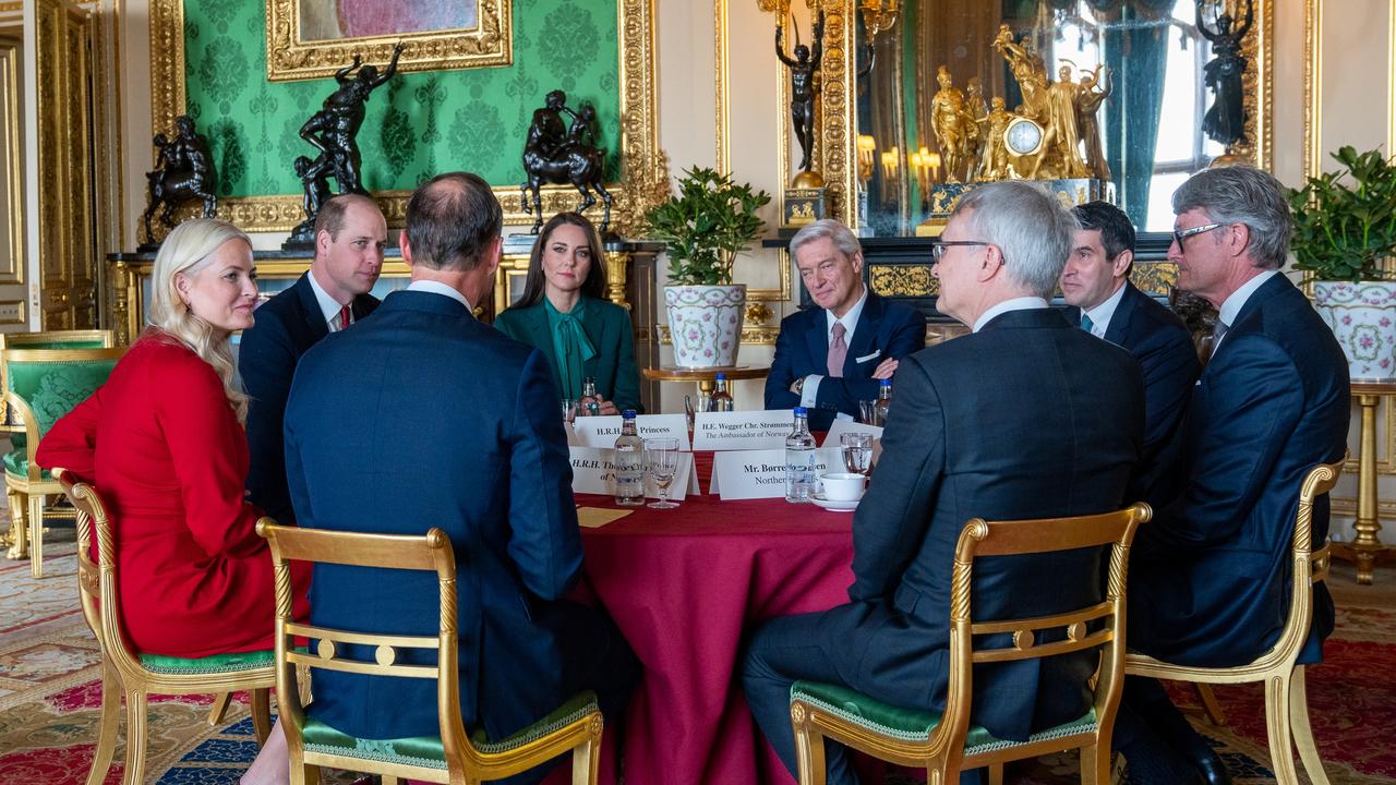 William and Kate with representatives from leading Norwegian businesses working on green energy solutions at Windsor Castle on March 2, 2023. Picture: Handout/Kensington Palace via Getty Images.