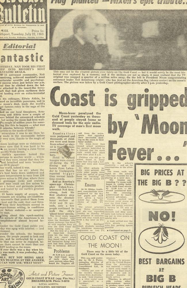 Gold Coast History: Gold Coast Bulletin 1969, July 22. Front page.