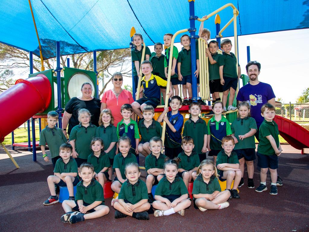 My First Year 2022: Fairview Heights State School Prep F and P1T. Back Row: L-R (Standing): Sophia, Will, Corbin, Tyler, Finnley, Lucas, Levi. Second row; Mrs Vicki Austin, Mrs Jo Farrugia, Riley (sitting), Mr Justin Tamblyn. Third Row; Ezra, Abby, Lila, Carson, Riley, Asher, Johnathan, Aria, Abby, Archie2nd Row Joseph, Amelia, Felecia, Cooper, Oliver, BentleyFront Row Ronan, Amaya, Sofia, Aria. Absent: Cooper, Remy, Cooper. March 2022 Picture: Bev Lacey