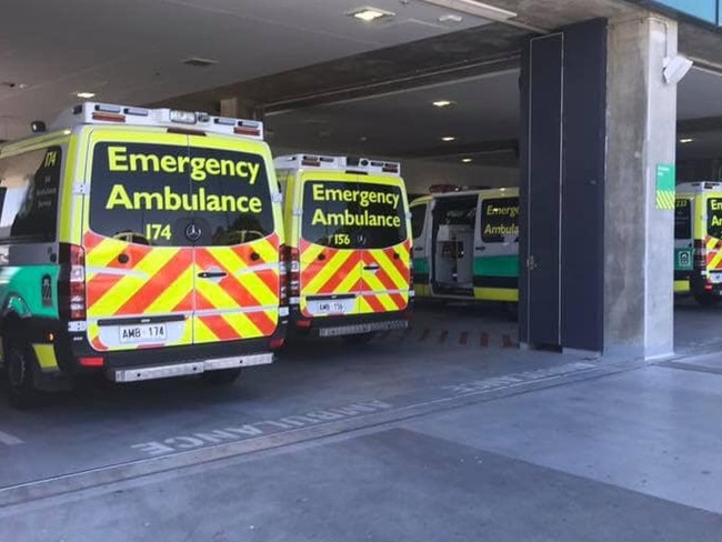 07-02-19 - Ambulances  ramping at Royal Adelaide Hospital. Supplied