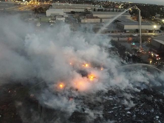 The recycling plant fire in Coolaroo. Picture: MFB