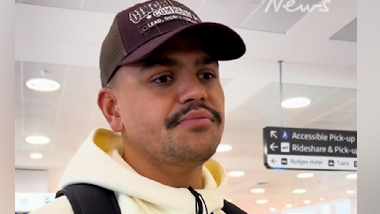Latrell Mitchell at the airport.