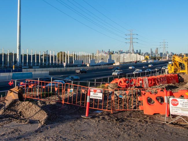 Work on the West Gate Tunnel set to grind to a halt as argby bargy with Transurban goes on. Have been told there's a good vantage spot for the site at the KFC on Williamstown Rd and on New St on South Kingsville. With a long lens you should be able to get some workers and steel structures being built from the KFC. Anything with white tarps is PFAS. Picture: Jason Edwards